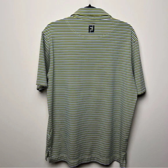 FootJoy Golf Performance Men's Striped Polo Shirt - Black and Yellow - Picture 10 of 10